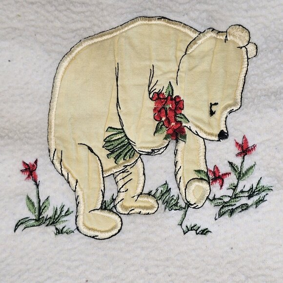 VTG Y2K Mothercare Winnie The Pooh Cream Fleece Blanket Long Portugal 33x70" - Picture 2 of 10